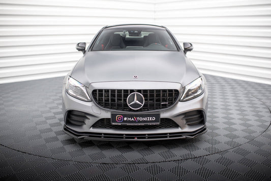 Frontlippe V.2 passend für Mercedes-AMG C43 Coupe / Cabrio / Limousine / Kombi C205 / A205 / W205 / S205 FL schwarz Hochglanz