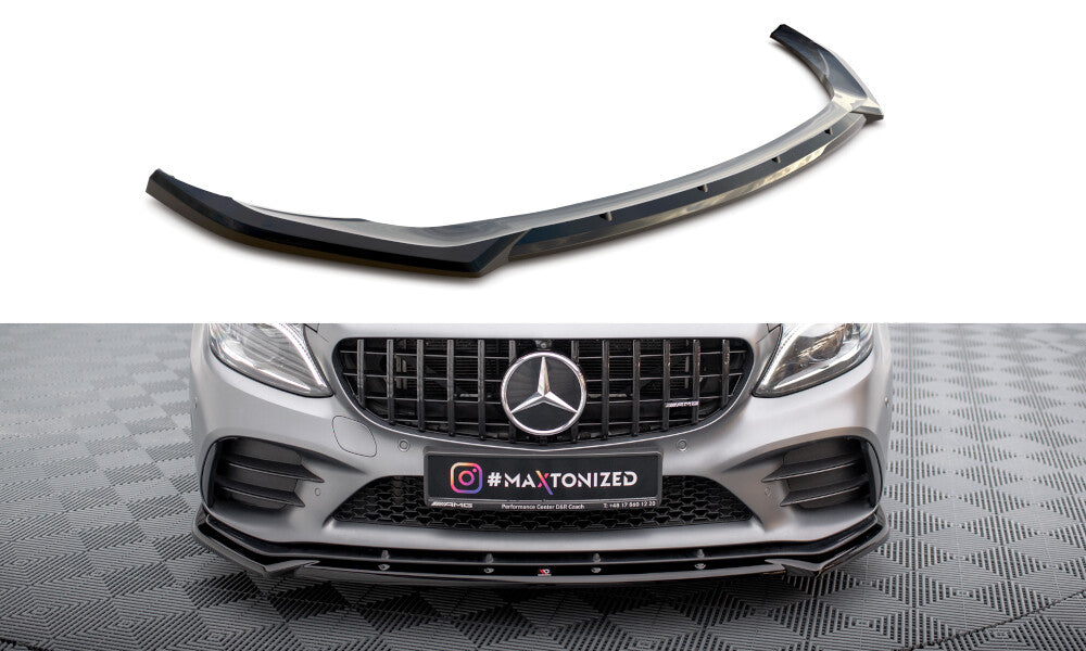 Frontlippe V.2 passend für Mercedes-AMG C43 Coupe / Cabrio / Limousine / Kombi C205 / A205 / W205 / S205 FL schwarz Hochglanz