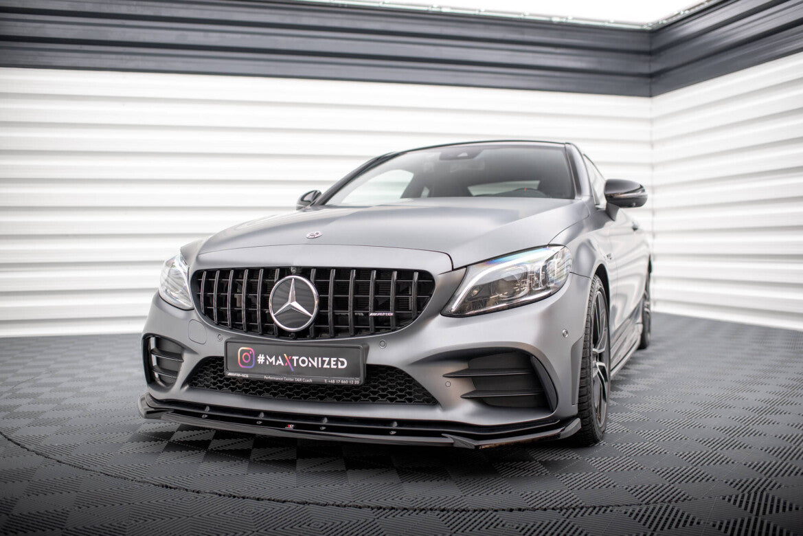 Frontlippe V.2 passend für Mercedes-AMG C43 Coupe / Cabrio / Limousine / Kombi C205 / A205 / W205 / S205 FL schwarz Hochglanz