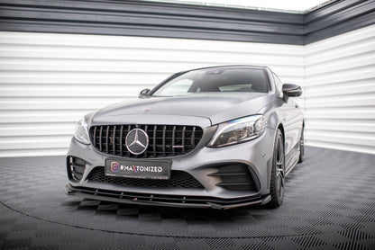 Frontlippe V.2 passend für Mercedes-AMG C43 Coupe / Cabrio / Limousine / Kombi C205 / A205 / W205 / S205 FL schwarz Hochglanz