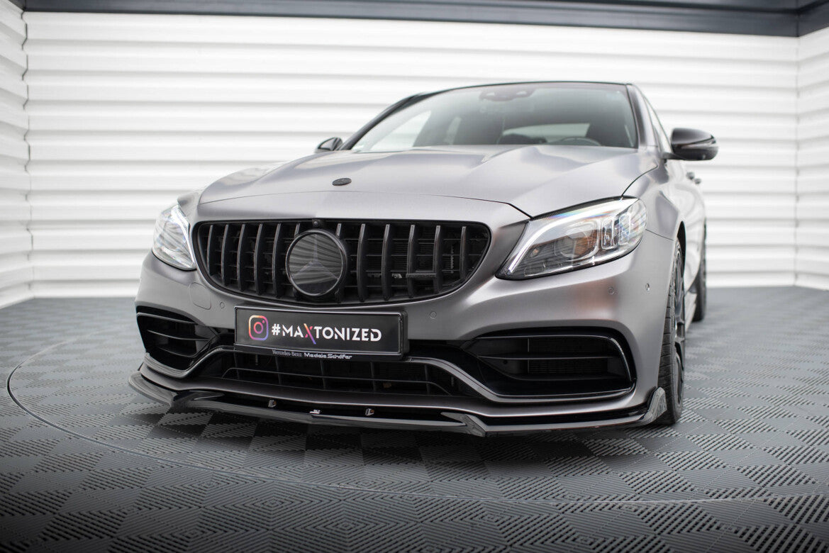 Frontlippe V.2 passend für Mercedes-AMG C63 Limousine / Kombi W205 FL schwarz Hochglanz