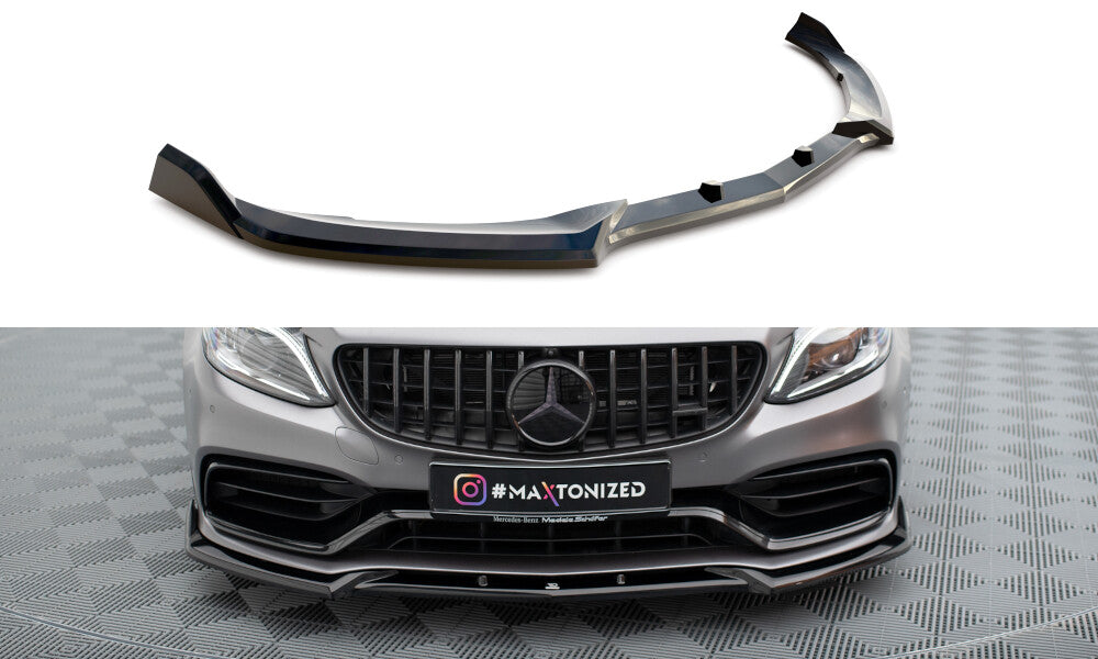 Frontlippe V.2 passend für Mercedes-AMG C63 Limousine / Kombi W205 FL schwarz Hochglanz