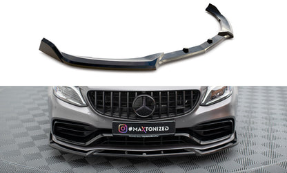 Frontlippe V.2 passend für Mercedes-AMG C63 Limousine / Kombi W205 FL schwarz Hochglanz