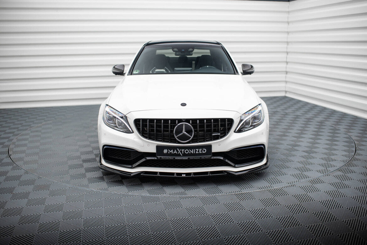 Frontlippe V.2 passend für Mercedes-AMG C63 Limousine / Kombi W205 / S205 schwarz Hochglanz