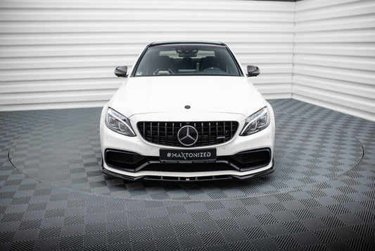 Frontlippe V.2 passend für Mercedes-AMG C63 Limousine / Kombi W205 / S205 schwarz Hochglanz