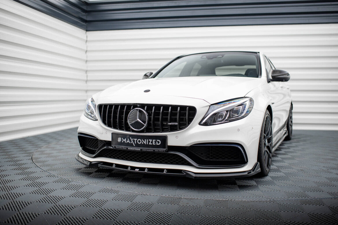 Frontlippe V.2 passend für Mercedes-AMG C63 Limousine / Kombi W205 / S205 schwarz Hochglanz