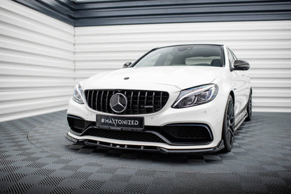 Frontlippe V.2 passend für Mercedes-AMG C63 Limousine / Kombi W205 / S205 schwarz Hochglanz