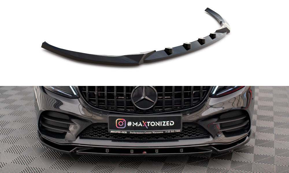 Frontlippe V.2 passend für Mercedes C AMG Line Limousine / Coupe / Kombi W205 / C205 / S205 FL schwarz Hochglanz