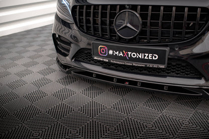 Frontlippe V.2 passend für Mercedes C AMG Line Limousine / Coupe / Kombi W205 / C205 / S205 FL schwarz Hochglanz
