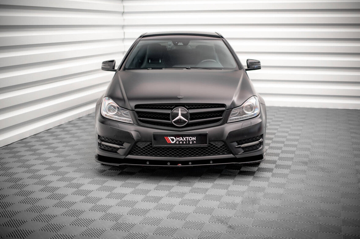 Frontlippe V.2 passend für Mercedes C Coupe / Limousine / Kombi AMG-Line C204 / W204 FL / S204 FL schwarz Hochglanz