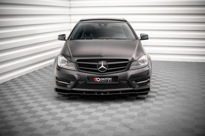 Frontlippe V.2 passend für Mercedes C Coupe / Limousine / Kombi AMG-Line C204 / W204 FL / S204 FL schwarz Hochglanz