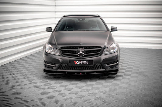 Frontlippe V.2 passend für Mercedes C Coupe / Limousine / Kombi AMG-Line C204 / W204 FL / S204 FL schwarz Hochglanz