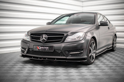 Frontlippe V.2 passend für Mercedes C Coupe / Limousine / Kombi AMG-Line C204 / W204 FL / S204 FL schwarz Hochglanz