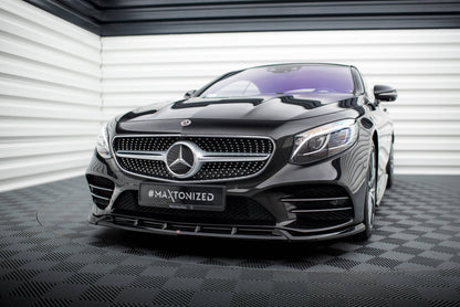 Frontlippe V.2 passend für Mercedes S Coupe AMG-Line C217 FL schwarz Hochglanz