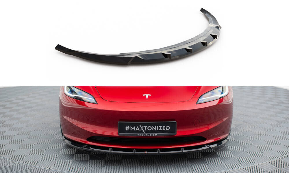 Frontlippe V.2 passend für Tesla Model 3 Project HighlandFL schwarz Hochglanz