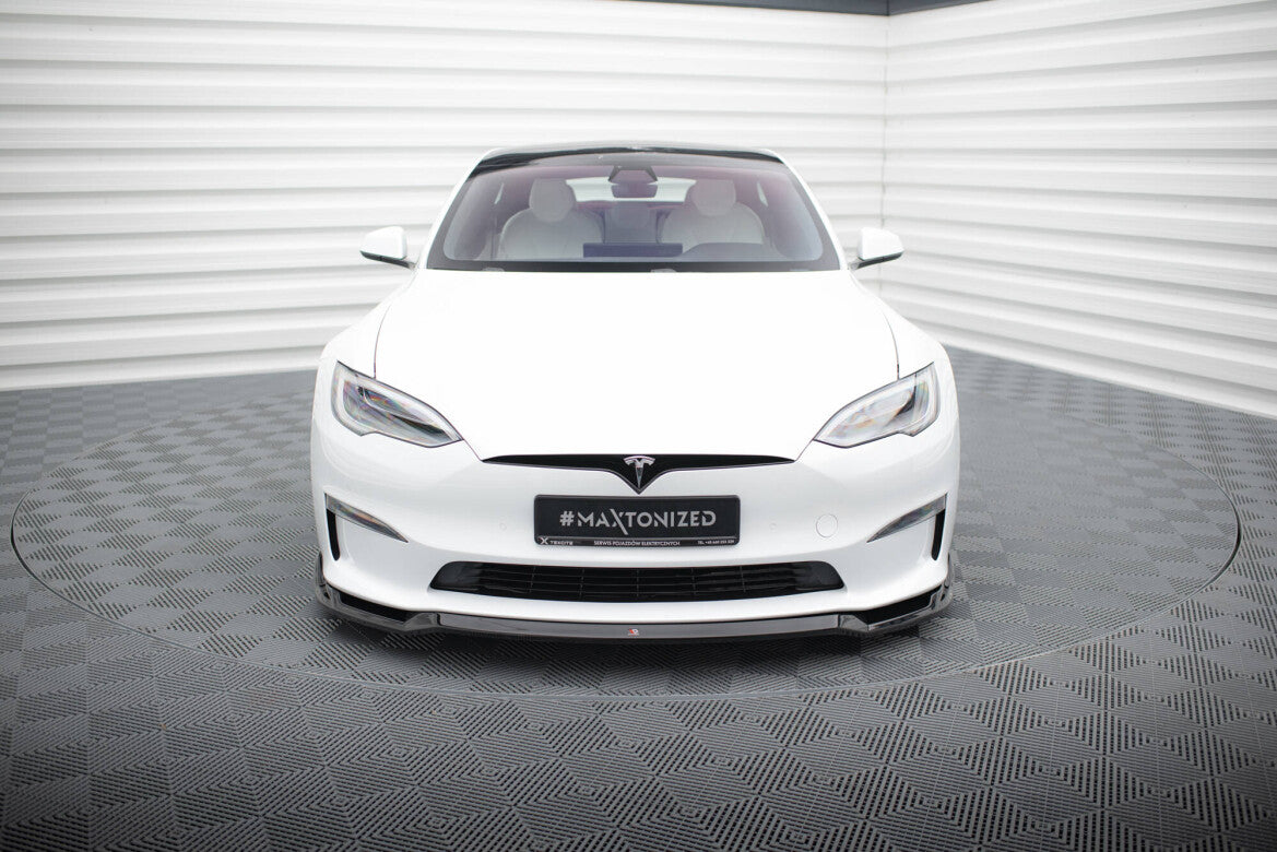Frontlippe V.2 passend für Tesla Model S Plaid Mk1 FL schwarz Hochglanz