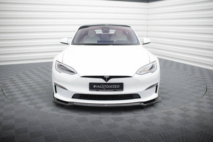 Frontlippe V.2 passend für Tesla Model S Plaid Mk1 FL schwarz Hochglanz