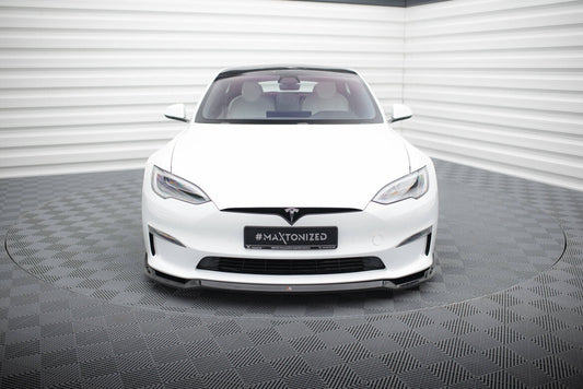 Frontlippe V.2 passend für Tesla Model S Plaid Mk1 FL schwarz Hochglanz