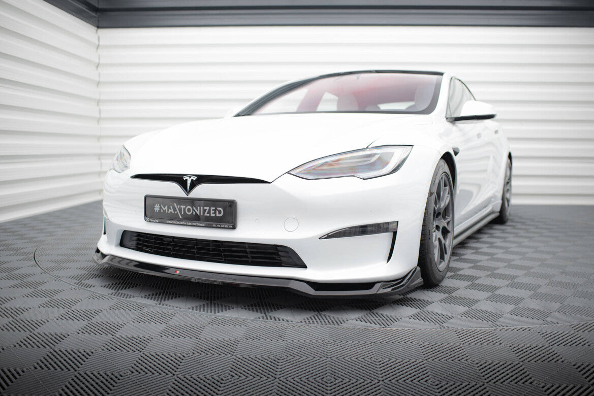 Frontlippe V.2 passend für Tesla Model S Plaid Mk1 FL schwarz Hochglanz