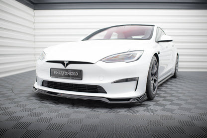 Frontlippe V.2 passend für Tesla Model S Plaid Mk1 FL schwarz Hochglanz