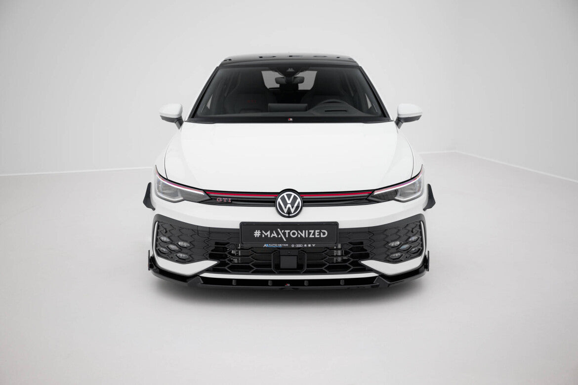 Frontlippe V.2 passend für VW Golf GTI / GTE / R-Line Mk8 FL schwarz Hochglanz + Flaps matt