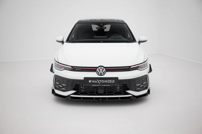 Frontlippe V.2 passend für VW Golf GTI / GTE / R-Line Mk8 FL schwarz Hochglanz + Flaps matt