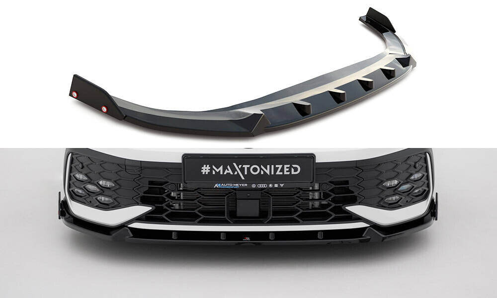 Frontlippe V.2 passend für VW Golf GTI / GTE / R-Line Mk8 FL schwarz Hochglanz + Flaps matt