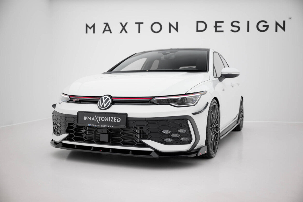 Frontlippe V.2 passend für VW Golf GTI / GTE / R-Line Mk8 FL schwarz Hochglanz + Flaps matt