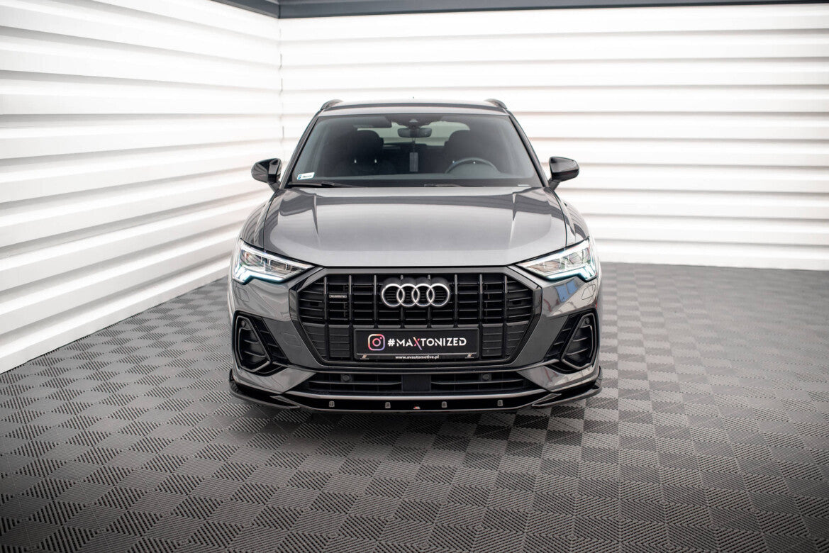 Frontlippe V.3 passend für Audi Q3 Sportback / SUV S-Line F3 schwarz Hochglanz