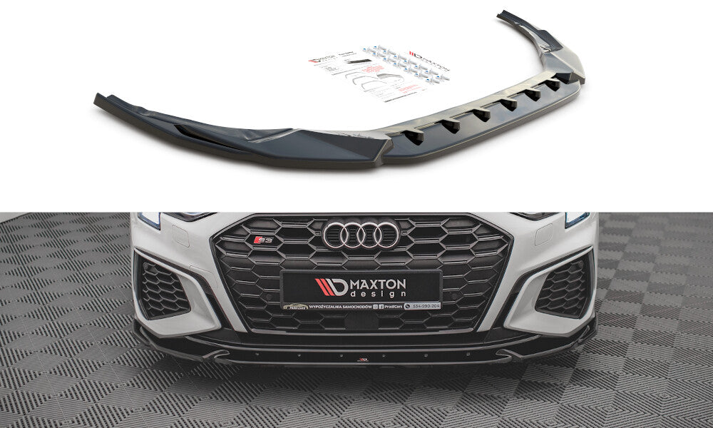 Frontlippe V.3 passend für Audi S3 / A3 S-Line 8Y schwarz Hochglanz