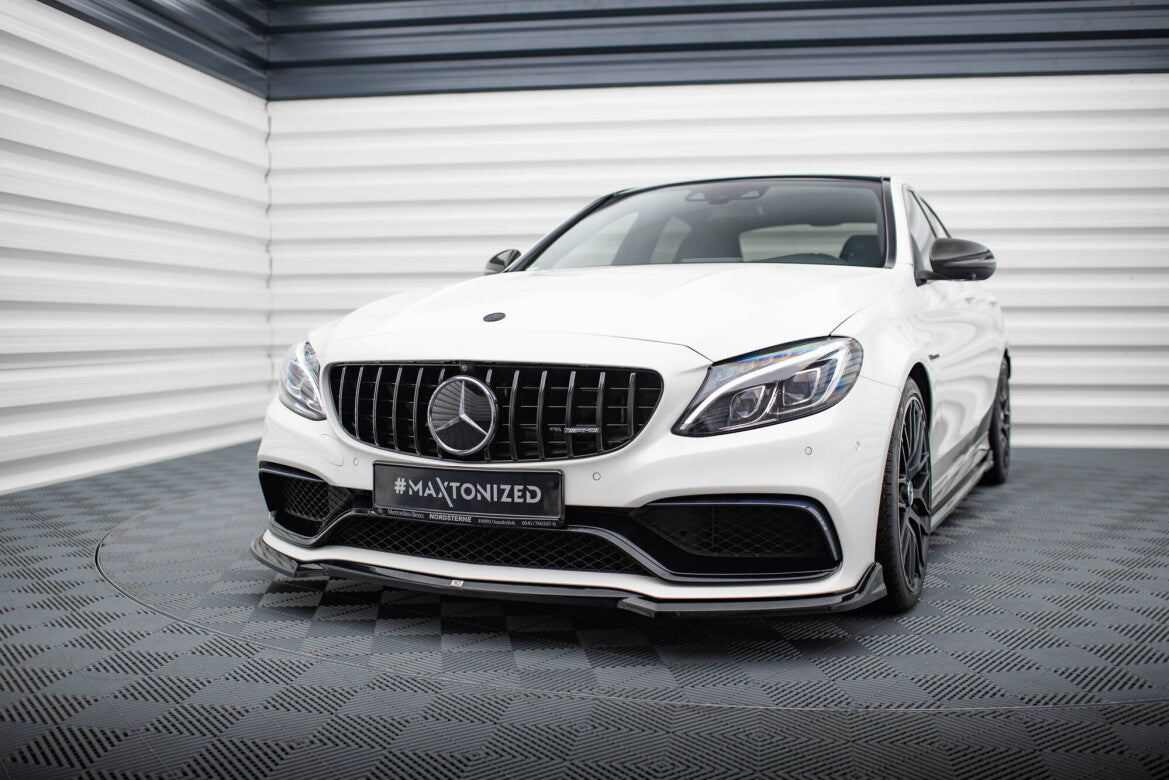 Frontlippe V.3 passend für Mercedes-AMG C63 Limousine / Kombi W205 / S205 schwarz Hochglanz