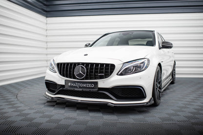 Frontlippe V.3 passend für Mercedes-AMG C63 Limousine / Kombi W205 / S205 schwarz Hochglanz
