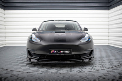 Frontlippe V.3 passend für Tesla Model 3 schwarz Hochglanz