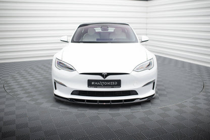 Frontlippe V.3 passend für Tesla Model S Plaid Mk1 FL schwarz Hochglanz