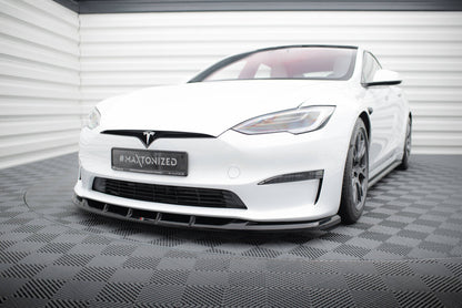 Frontlippe V.3 passend für Tesla Model S Plaid Mk1 FL schwarz Hochglanz