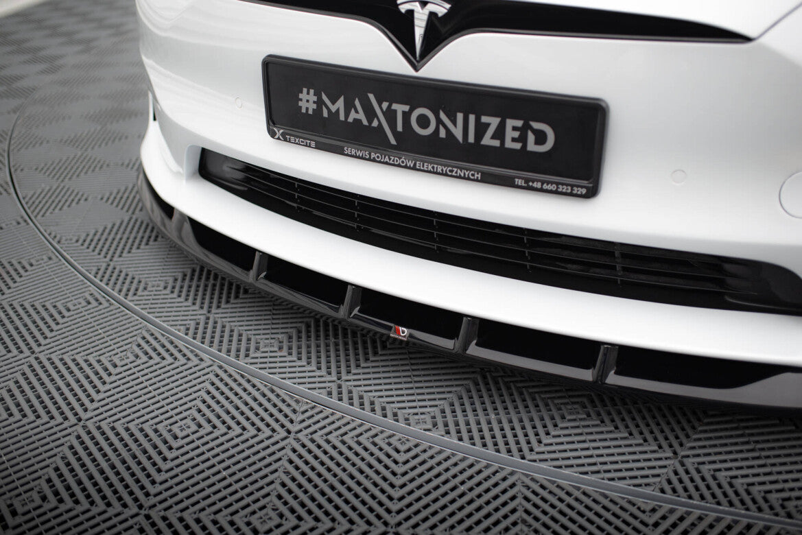 Frontlippe V.3 passend für Tesla Model S Plaid Mk1 FL schwarz Hochglanz
