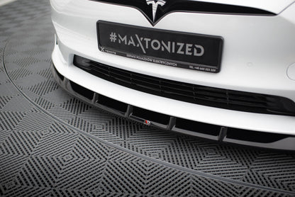 Frontlippe V.3 passend für Tesla Model S Plaid Mk1 FL schwarz Hochglanz