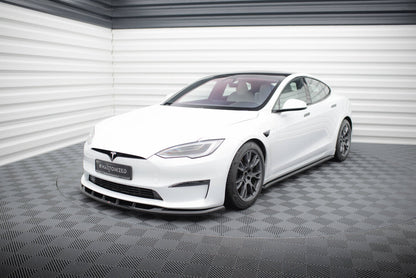 Frontlippe V.3 passend für Tesla Model S Plaid Mk1 FL schwarz Hochglanz