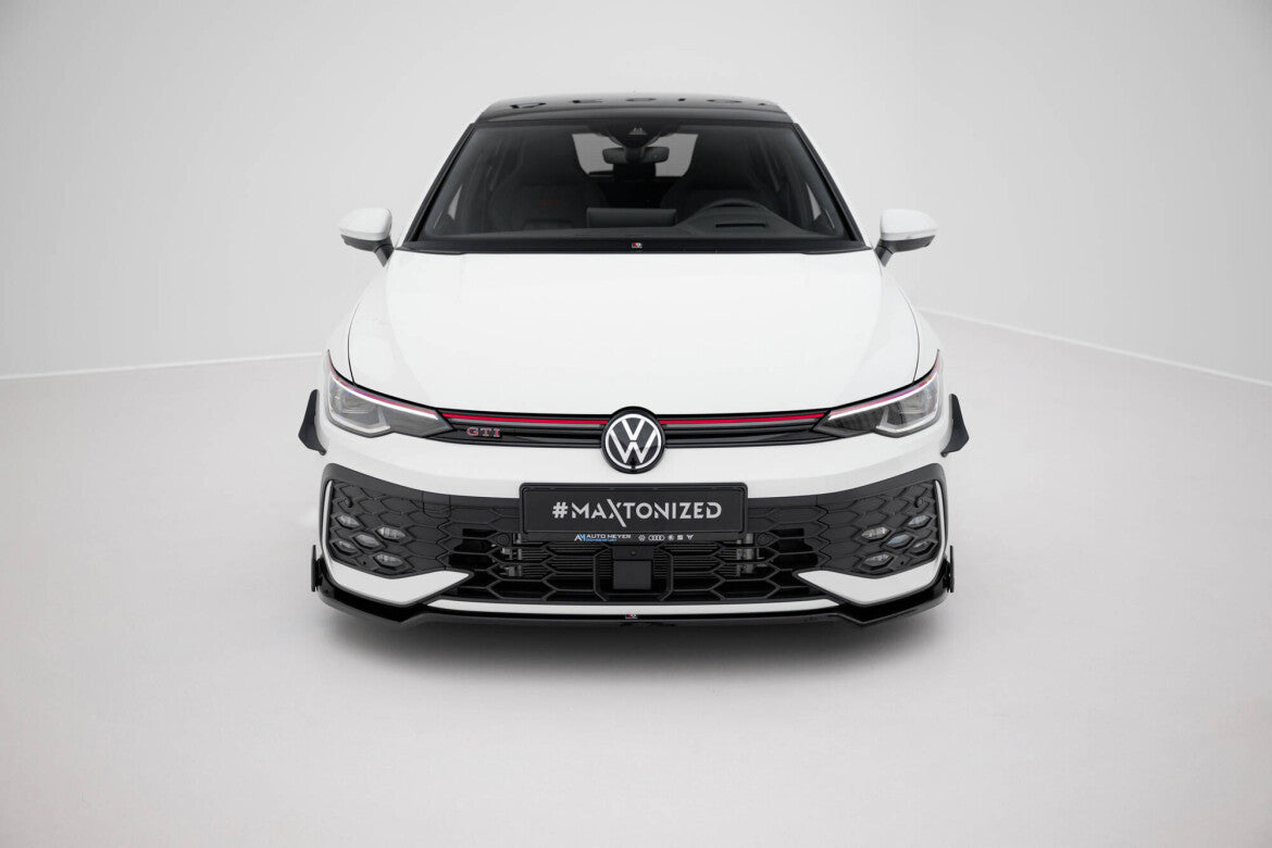 Frontlippe V.3 passend für VW Golf GTI / GTE / R-Line Mk8 FL schwarz Hochglanz + Flaps matt