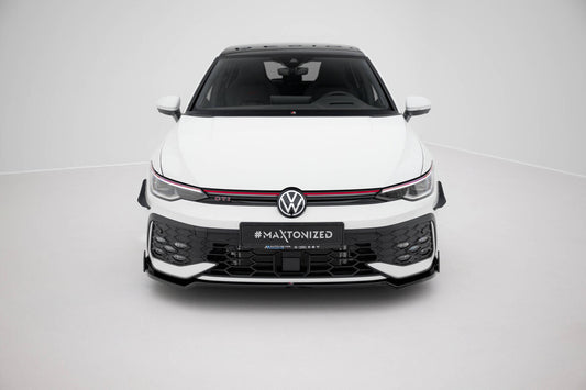 Frontlippe V.3 passend für VW Golf GTI / GTE / R-Line Mk8 FL schwarz Hochglanz + Flaps matt