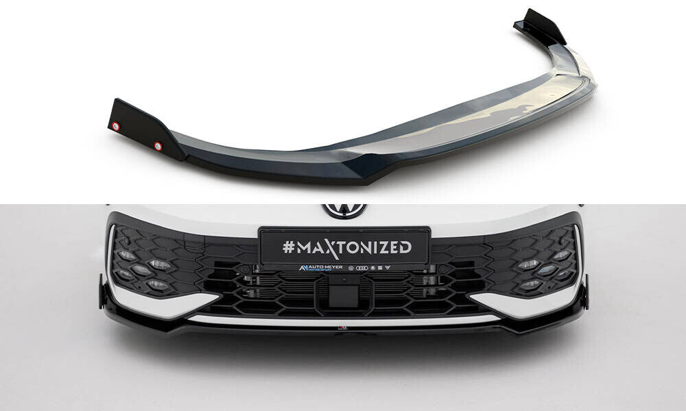 Frontlippe V.3 passend für VW Golf GTI / GTE / R-Line Mk8 FL schwarz Hochglanz + Flaps matt