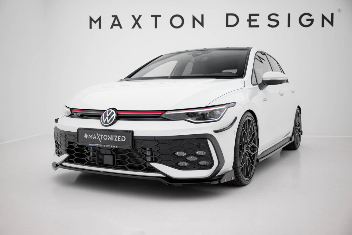 Frontlippe V.3 passend für VW Golf GTI / GTE / R-Line Mk8 FL schwarz Hochglanz + Flaps matt