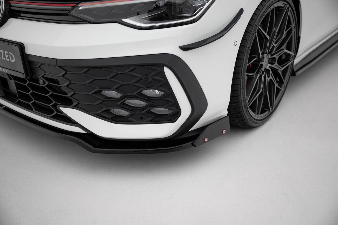 Frontlippe V.3 passend für VW Golf GTI / GTE / R-Line Mk8 FL schwarz Hochglanz + Flaps matt