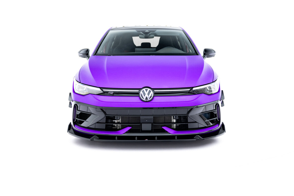 Frontlippe V.3 passend für VW Golf R Hatchback / Variant Mk8 FL schwarz Hochglanz + Flaps matt