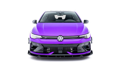Frontlippe V.3 passend für VW Golf R Hatchback / Variant Mk8 FL schwarz Hochglanz + Flaps matt