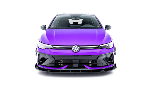 Frontlippe V.3 passend für VW Golf R Hatchback / Variant Mk8 FL schwarz Hochglanz + Flaps matt