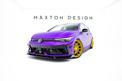 Frontlippe V.3 passend für VW Golf R Hatchback / Variant Mk8 FL schwarz Hochglanz + Flaps matt