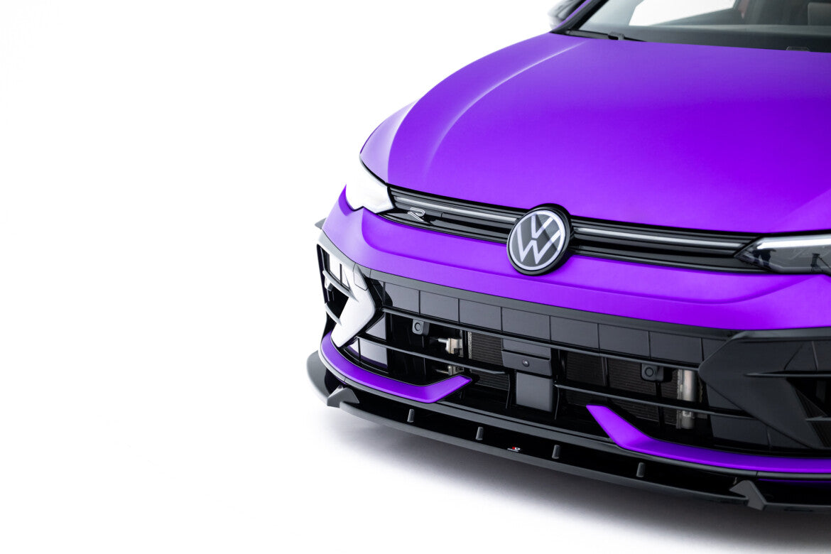 Frontlippe V.3 passend für VW Golf R Hatchback / Variant Mk8 FL schwarz Hochglanz + Flaps matt