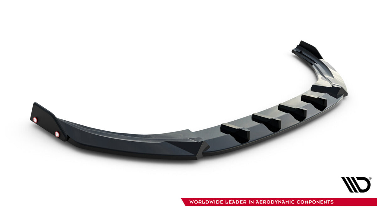 Frontlippe V.3 passend für VW Golf R Hatchback / Variant Mk8 FL schwarz Hochglanz + Flaps matt