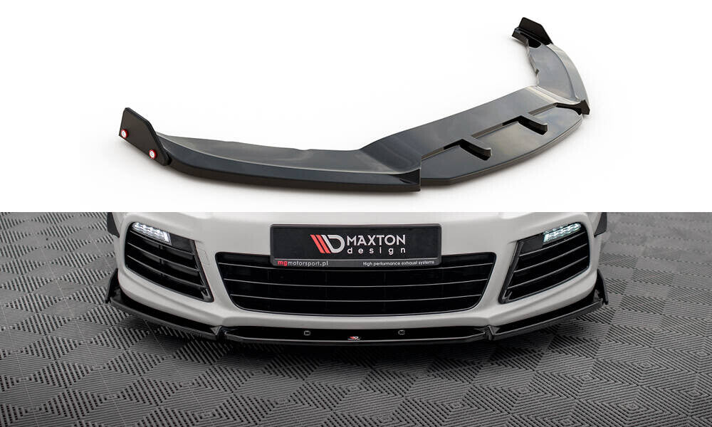 Frontlippe V.3 passend für VW Scirocco R Mk3 schwarz Hochglanz + Flaps matt